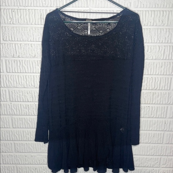 Free People Black Long Sleeve Knit Top - Picture 1 of 4
